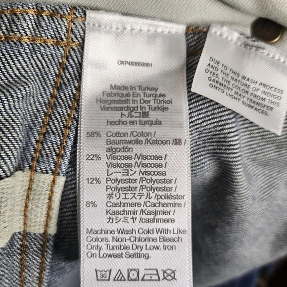 Madewell Plus Size 20W SuperWide High Waisted Full Length Blue Whiskering Jeans - Picture 9 of 16